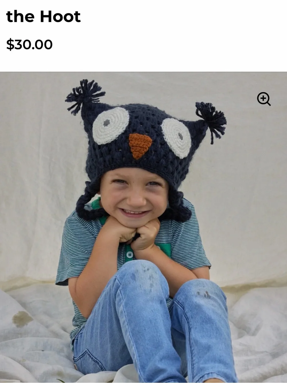Krochet Kids “the Hoot” Owl Earflap Hat - Navy Age 2-7